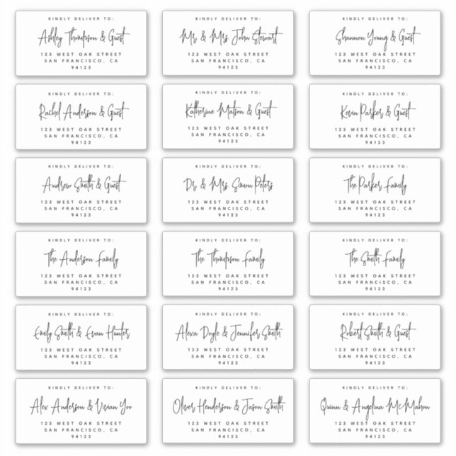 Modern Script Wedding Holiday Mailing Labels (Front)