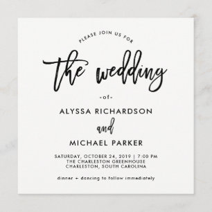 Modern Script   Wedding Invitation