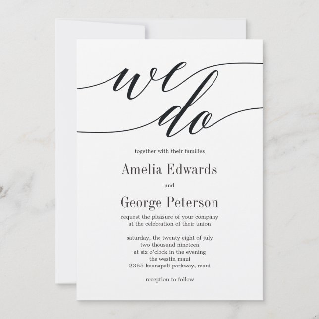 Modern Script Wedding Invitation Kraft (Front)