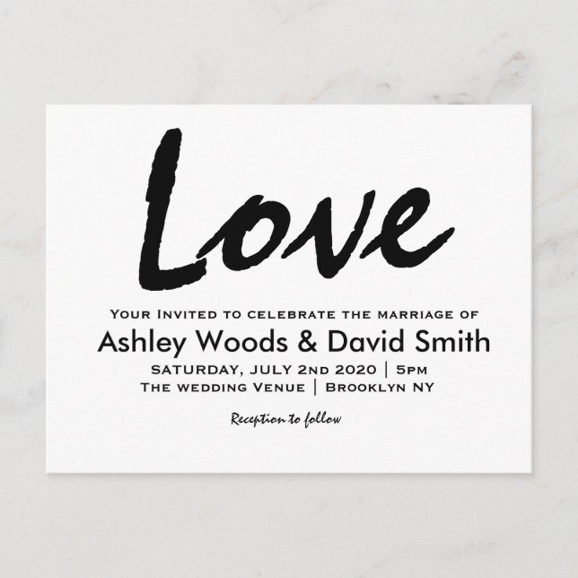 Modern Script Wedding Invitation Postcard (Front)