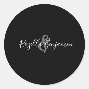 Modern script wedding minimal classic round stick classic round sticker