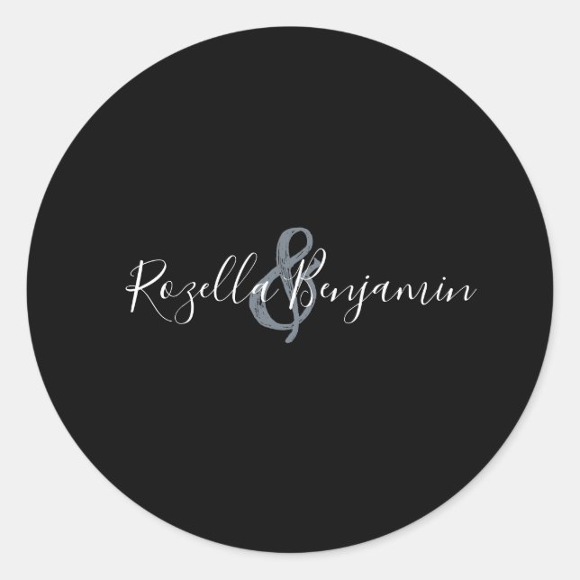Modern script wedding minimal  classic round stick sticker (Front)