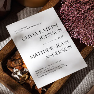 Modern Script Wedding   Minimalist Photo + QR Code Invitation