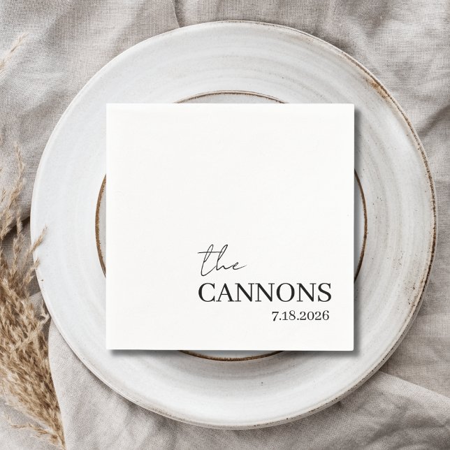 Modern Script Wedding Personalised Name Date Napkin (Creator Uploaded)