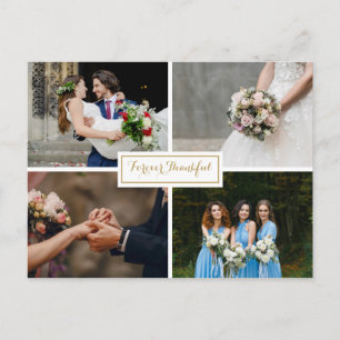 Modern Script Wedding Photo Collage Thank You Postcard