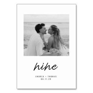 Modern Script Wedding Photo Table Number