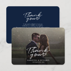 Modern Script Wedding Photo Thank You Card