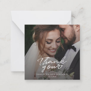 Modern Script Wedding Photo Thank You Card