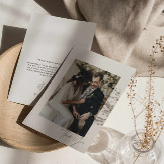 Modern Script Wedding Photo Thank You Card