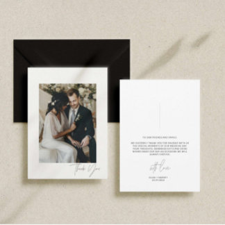 Modern Script Wedding Photo Thank You Card