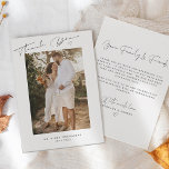 Modern Script Wedding Photo Thank You Card<br><div class="desc">A beautiful thin Thank You script adorns this wedding gratitude card.  Add your awesome photo and other important details to make it your own.  Pairs well with any modern venue theme.</div>