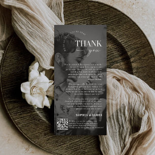 Modern Script Wedding Photo Thank You Card QR Code