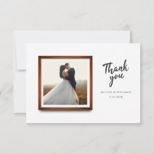 Modern Script Wedding Photos Thank You Card