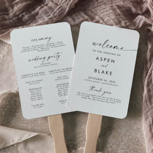 Modern Script Wedding Program Hand Fan