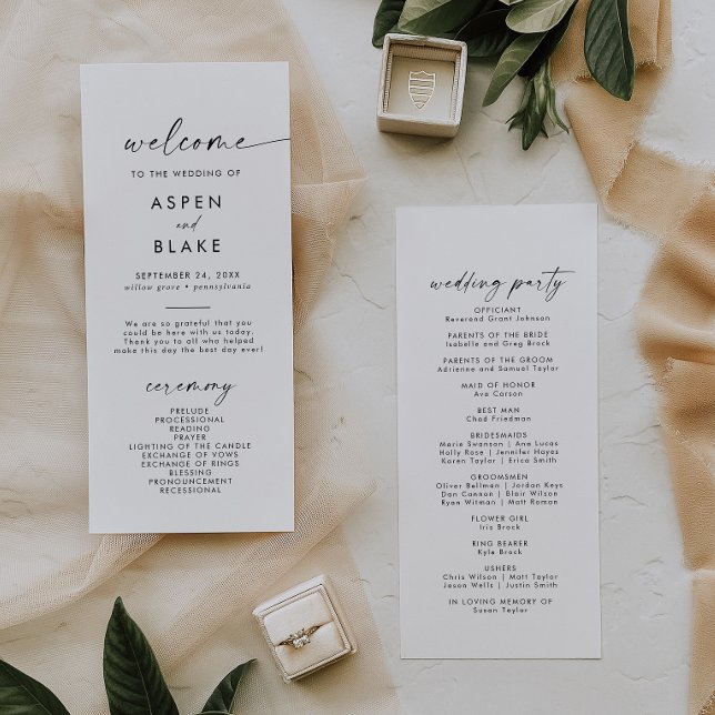 Modern Script Wedding Program Programme (Creator Uploaded)