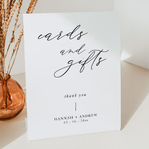 Modern Script Wedding Reception Cards and Gifts Pedestal Sign