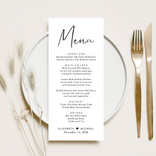 Modern Script Wedding Reception Menu