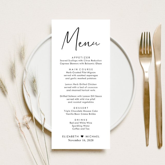 Modern Script Wedding Reception Menu (Creator Uploaded)