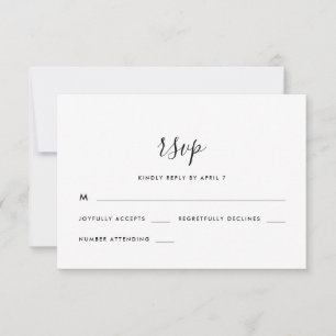 Modern Script Wedding Rsvp Black and White Card