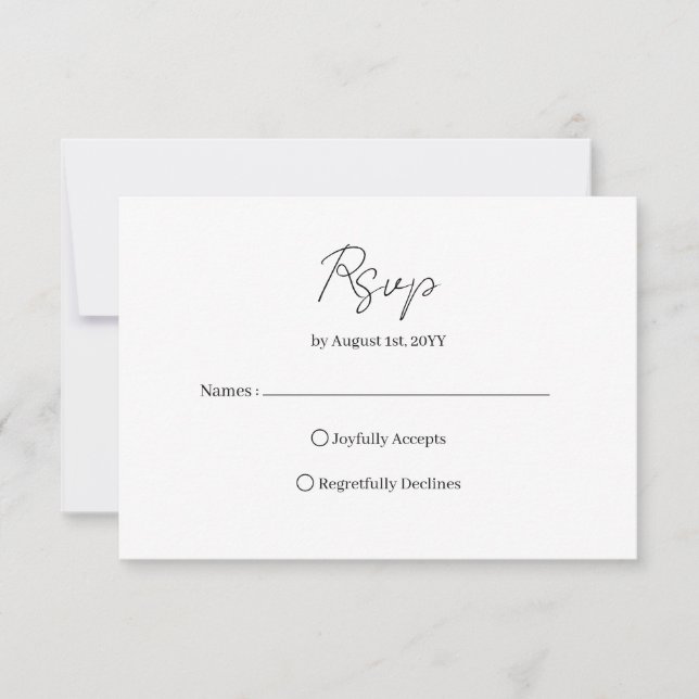 Modern Script Wedding RSVP Card (Front)