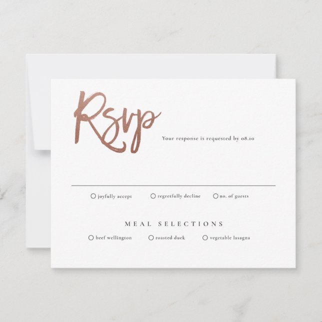 Modern script wedding rsvp card (Front)