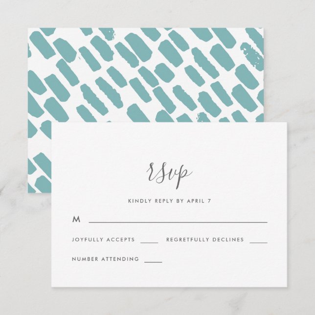 Modern Script Wedding Rsvp in Blue Card (Front/Back)