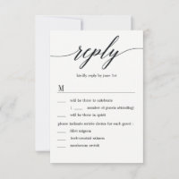 Modern Script Wedding RSVP with Menu Options