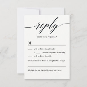 Modern Script Wedding RSVP Without Menu Options Invitation