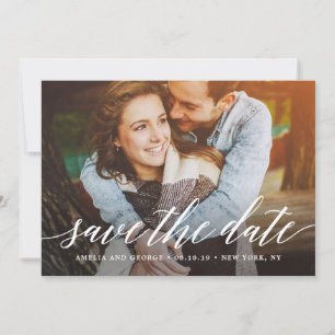 Modern Script Wedding Save The Date Card