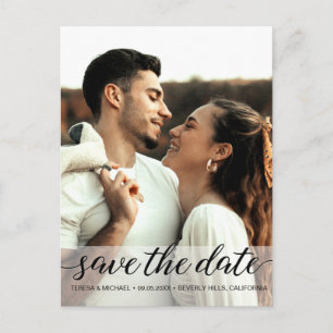 Modern Script Wedding Save the date Custom Photo Postcard