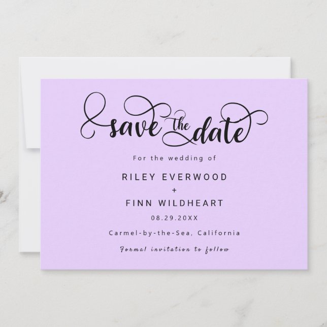 Modern Script wedding save the date invitation (Front)