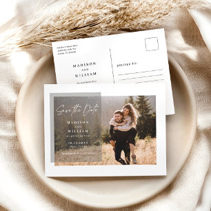 Modern Script Wedding Save The Date Photo Postcard