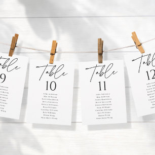 Modern Script Wedding Seating Chart Table Numbers