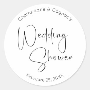 Modern Script Wedding Shower Classic Round Sticker