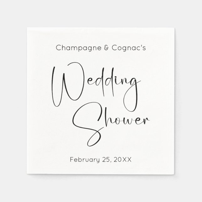 Modern Script Wedding Shower Napkin (Front)