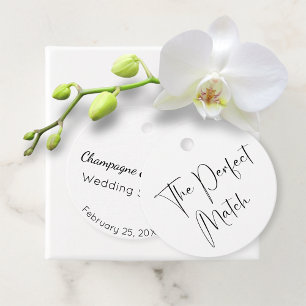 Modern Script Wedding Shower Perfect Match Favour Tags