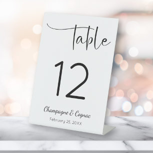 Modern Script Wedding Shower Table Number Pedestal Sign