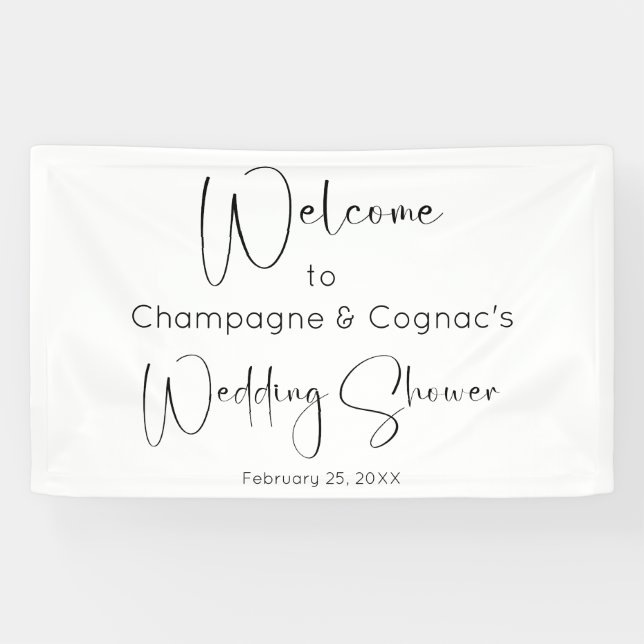 Modern Script Wedding Shower Welcome Banner (Horizontal)