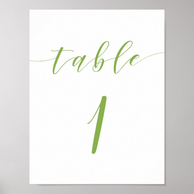 Modern script wedding table number 1 sign (Front)