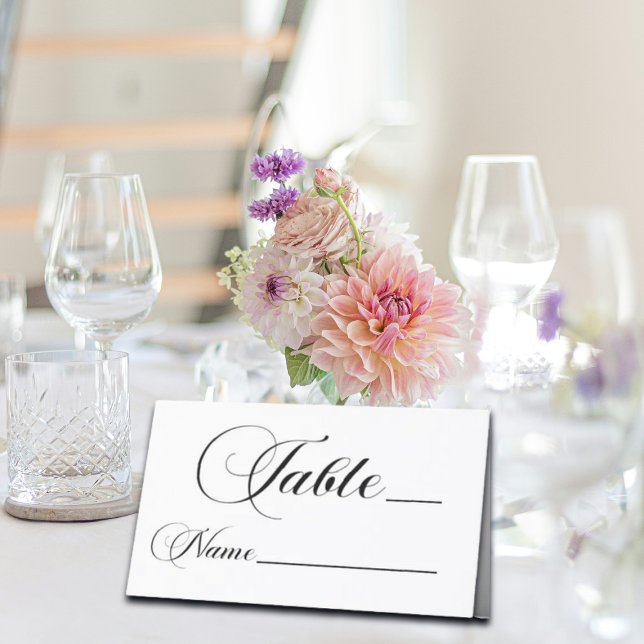 Modern Script Wedding Table Number Place Card (Creator Uploaded)