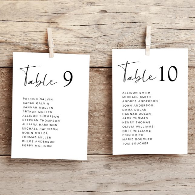Modern Script Wedding Table Seating Chart Card (Creator Uploaded)