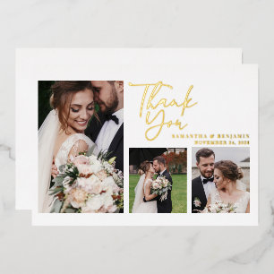 Modern Script Wedding Thank You Foil Card