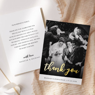 Modern Script Wedding Thank You Foil Invitation