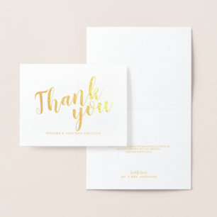 Modern Script Wedding Thank You Gold Foil Card