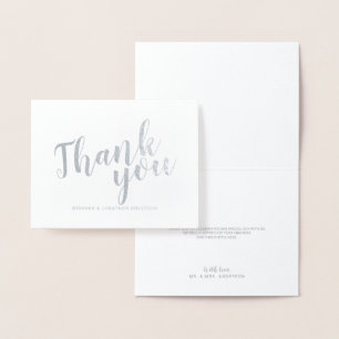 Modern Script Wedding Thank You Silver Foil Card