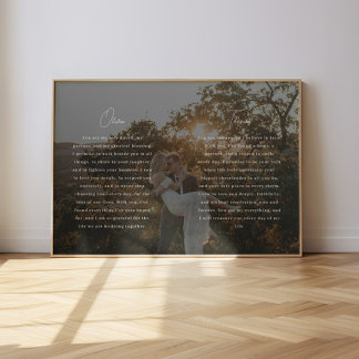 Modern Script Wedding Vows Custom Names & Photo Poster