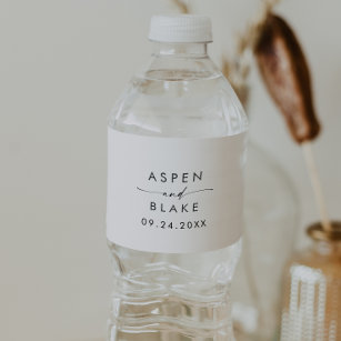 Modern Script Wedding Water Bottle Label