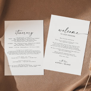 Modern Script Wedding Welcome Letter & Itinerary