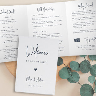 Modern Script Wedding Welcome Letter & Itinerary Tri-Fold Programme