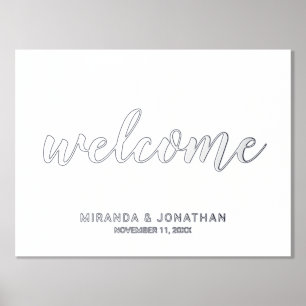 Modern Script Wedding Welcome Silver Foil Prints